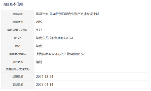 正版炒股软件 河南东龙控股9.73亿元CMBS获深交所通过